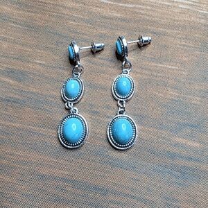 Turquoise and Silver Drop Earrings